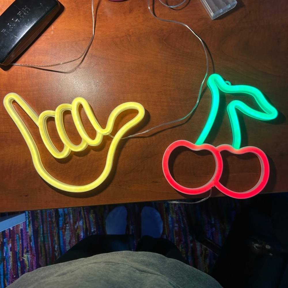 LED neon lights Emoji Shaka and Cherry